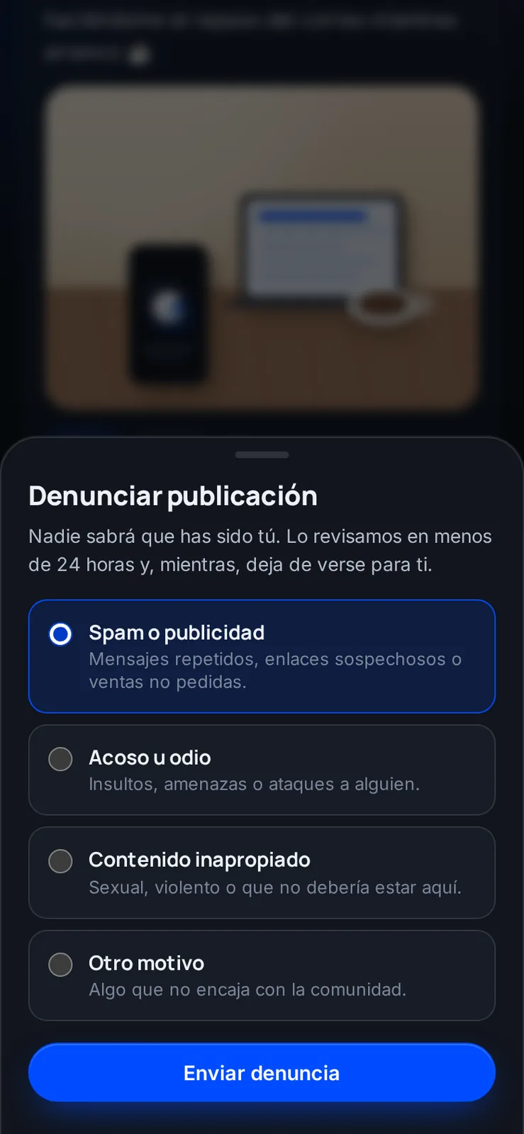 Captura en el móvil: Moderación sencilla