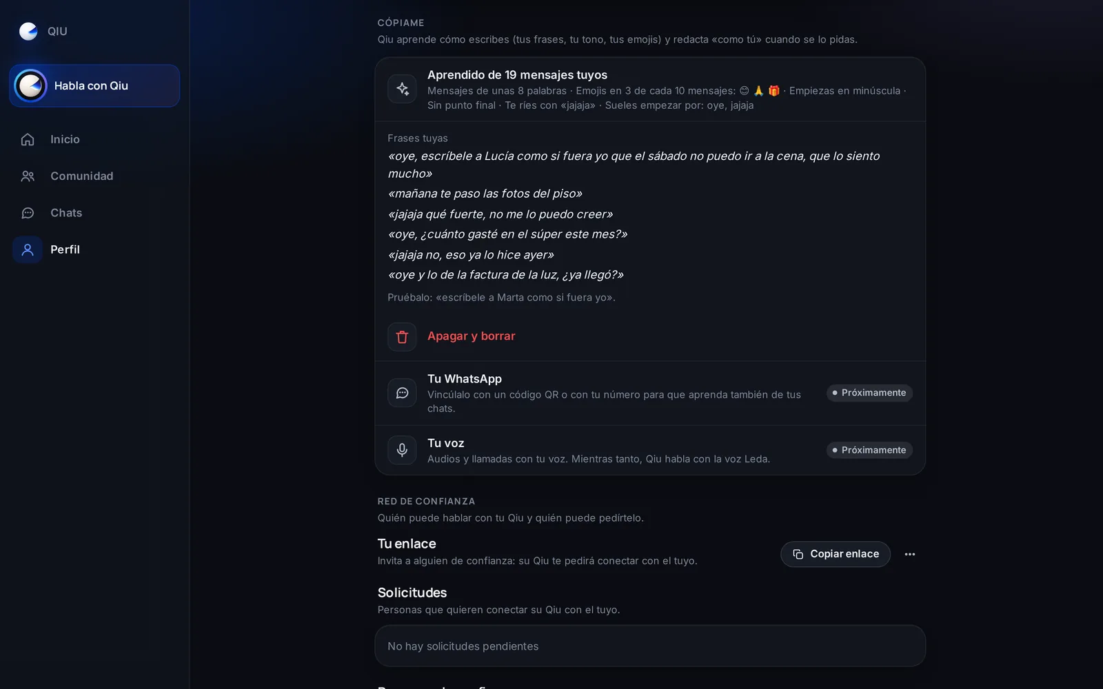 Captura en el ordenador: Cópiame: Qiu aprende cómo escribes