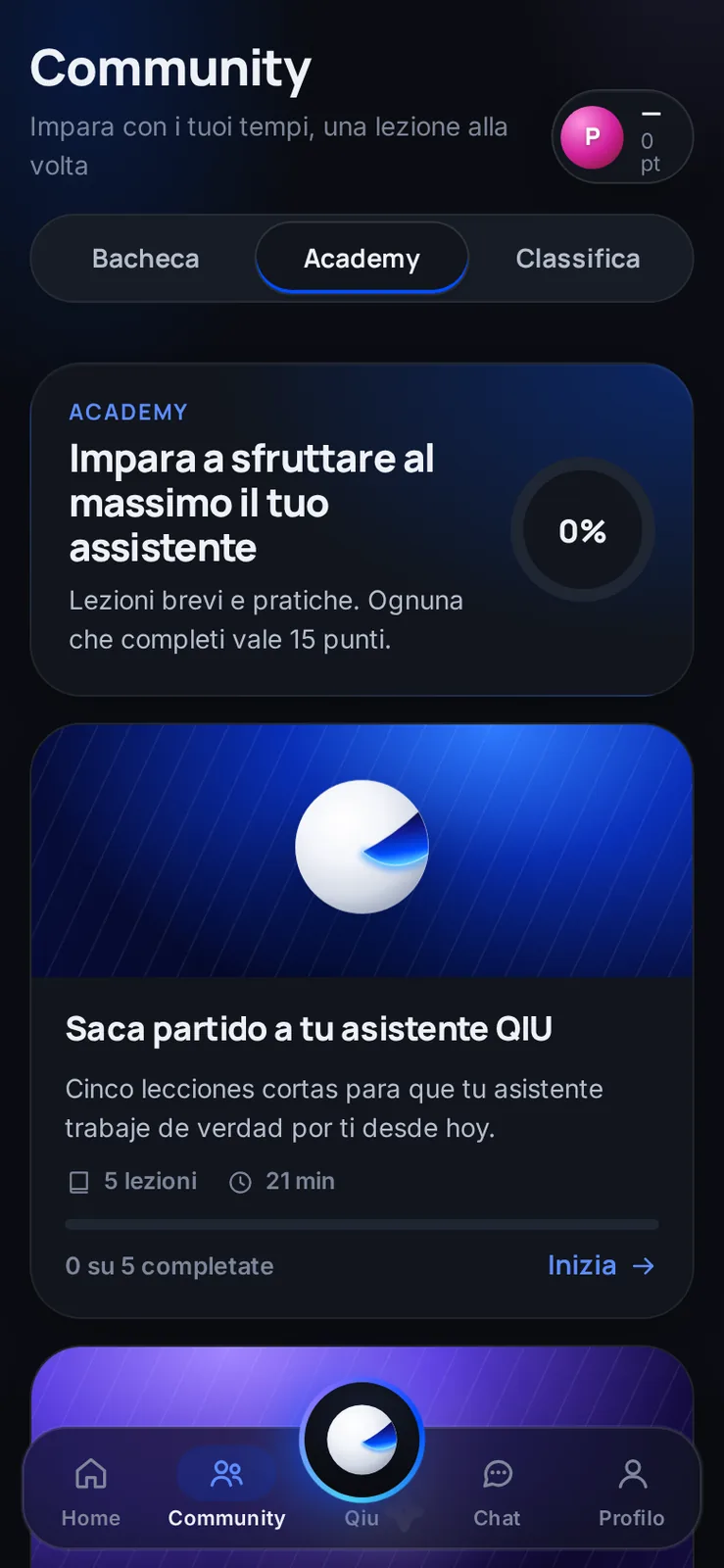 Captura en el móvil: Academy en italiano