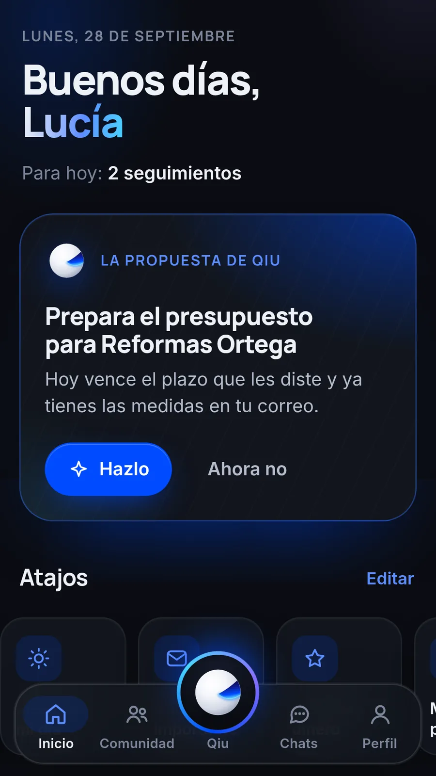 Captura en el móvil: Tu día, con una propuesta concreta
