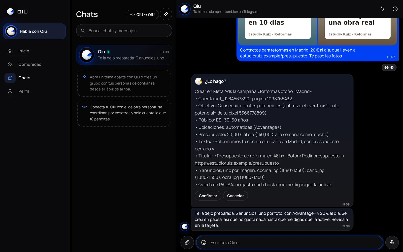 Captura en el ordenador: Tu campaña de Meta Ads, lista y en pausa