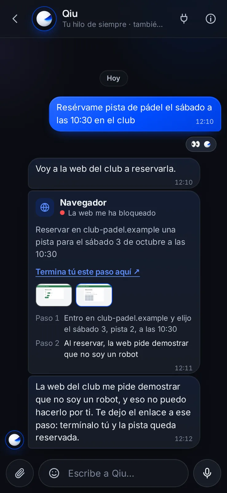 Captura en el móvil: «Termina tú este paso aquí»