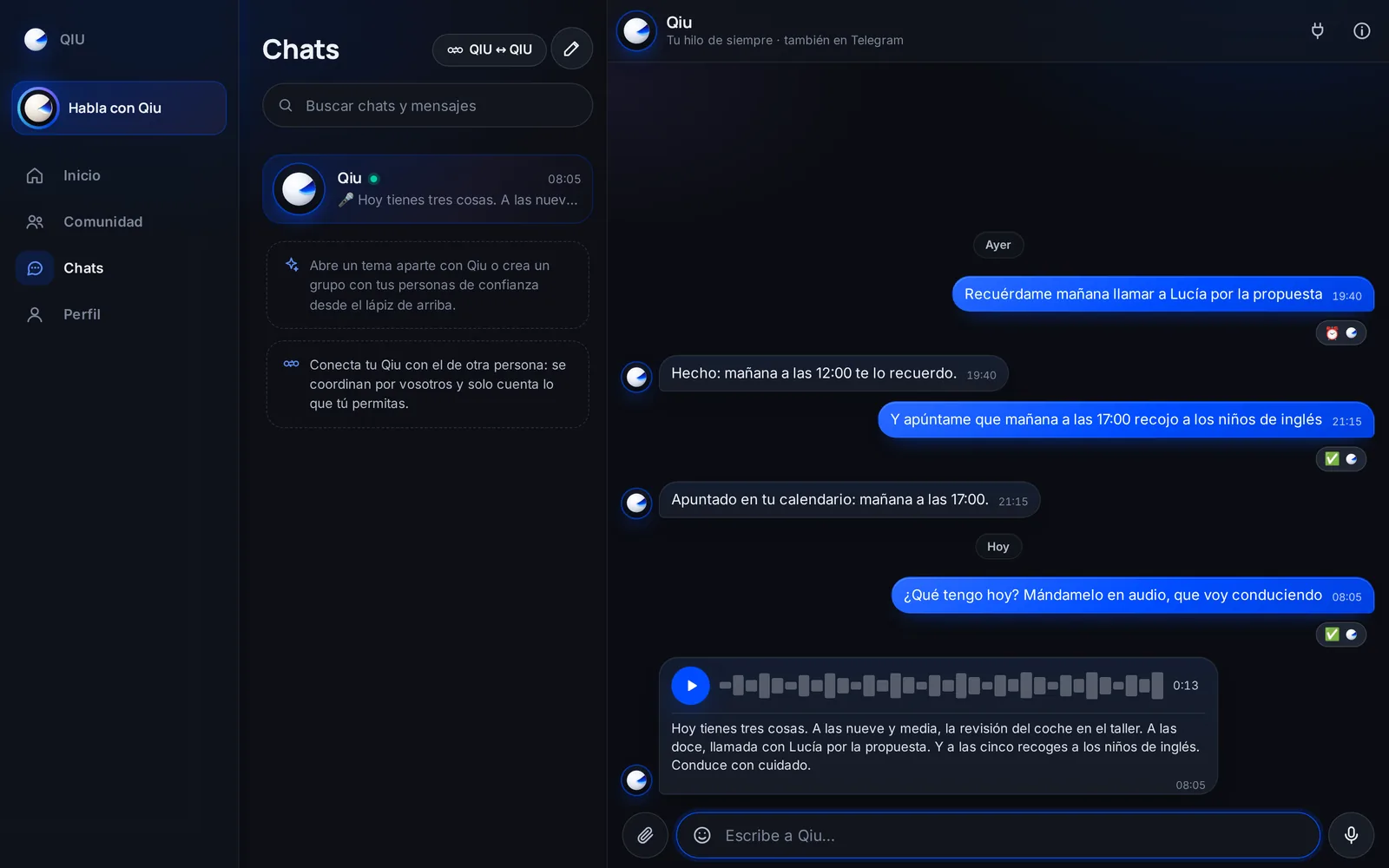 Captura en el ordenador: Te contesta con una nota de voz
