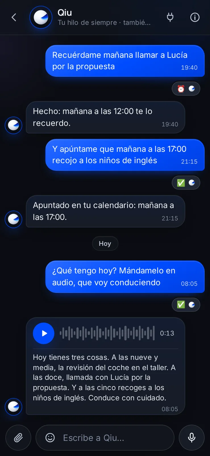 Captura en el móvil: Te contesta con una nota de voz