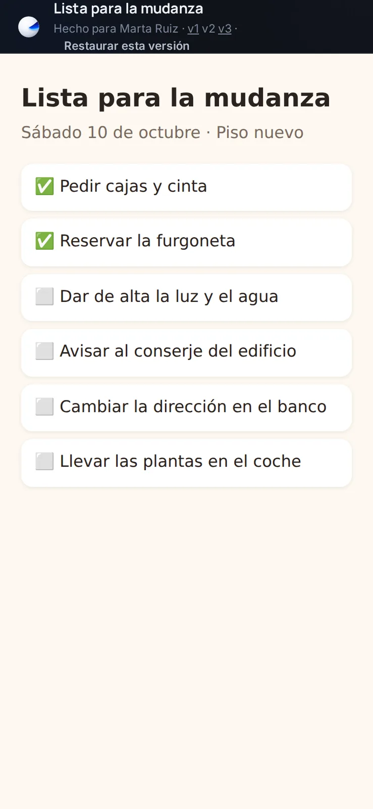 Captura en el móvil: Vuelve a una versión anterior