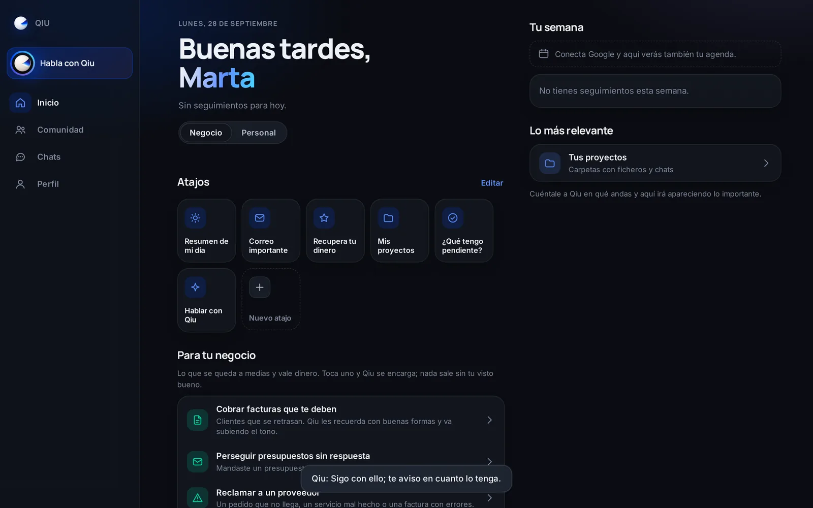 Captura en el ordenador: «Sigo con ello»