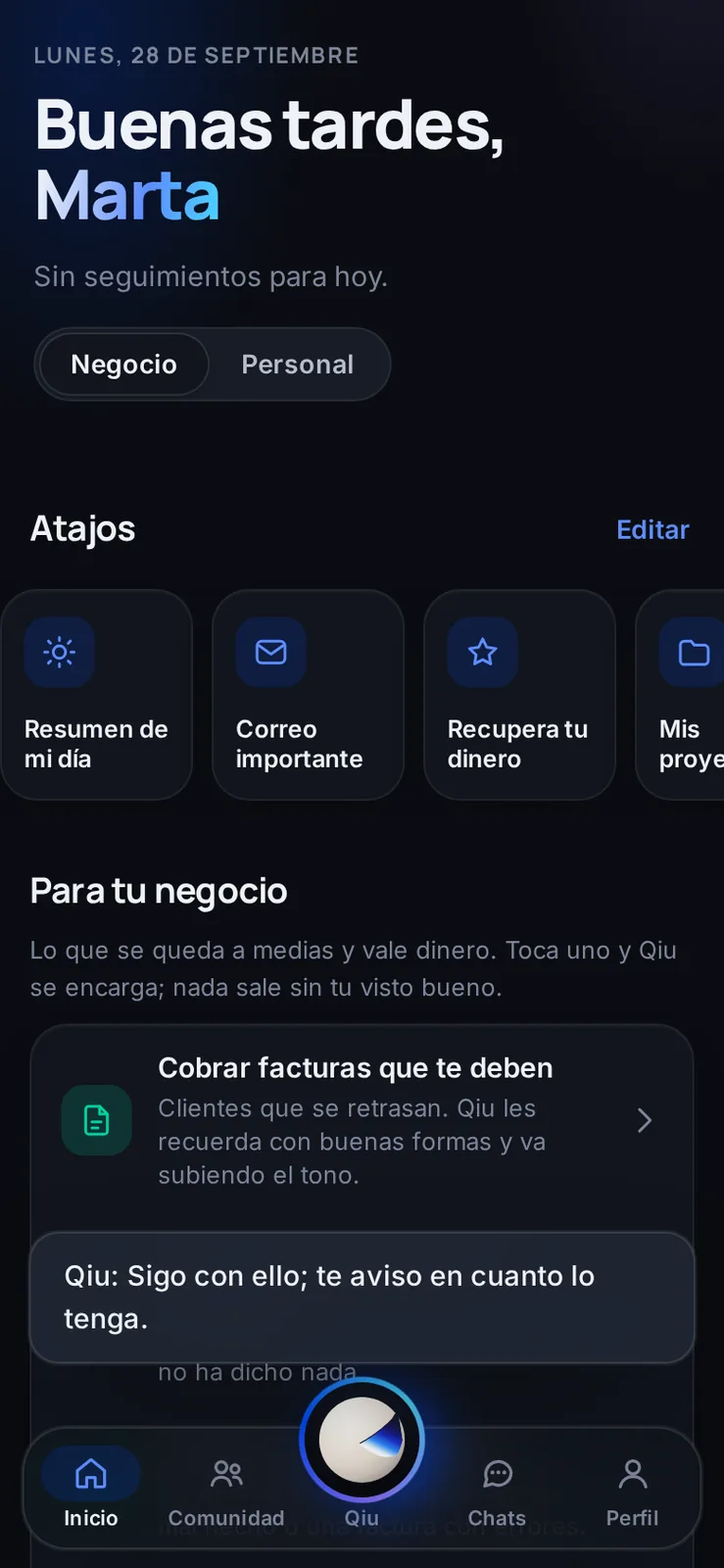 Captura en el móvil: «Sigo con ello»