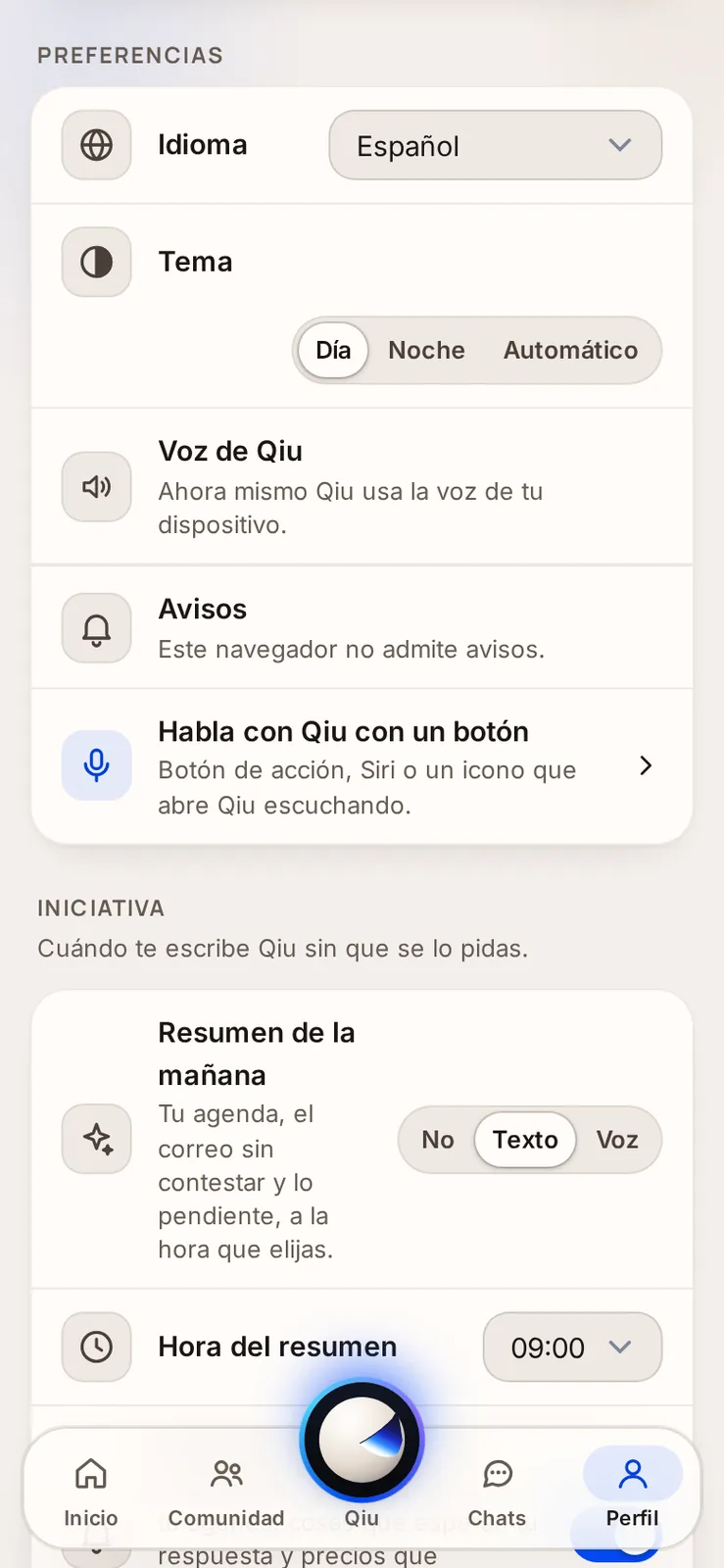 Captura en el móvil: Modo día y modo noche