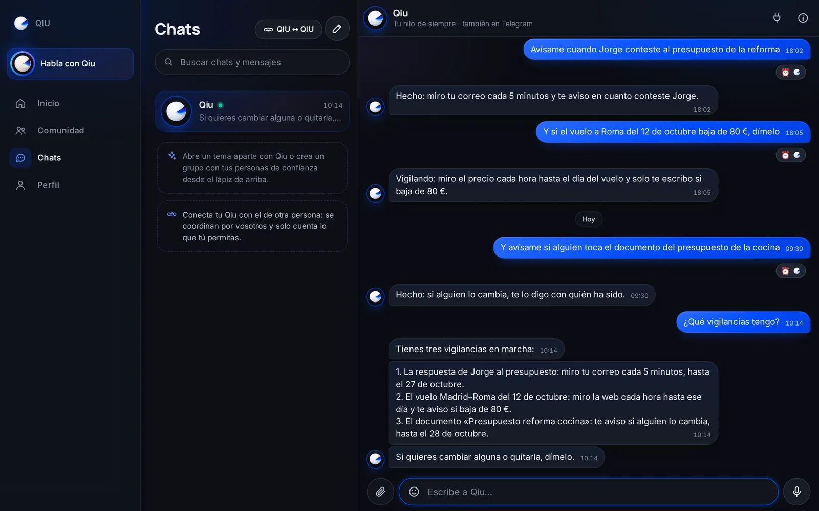 Captura en el ordenador: «¿Qué vigilancias tengo?»