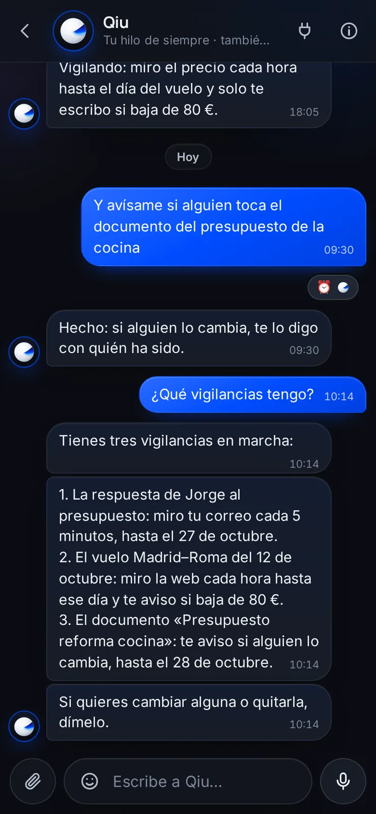 Captura en el móvil: «¿Qué vigilancias tengo?»